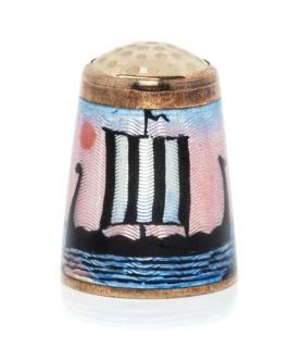 Appraisal: A Norwegian Silver and Enamel Thimble Aksel Holmsen Sandefjord th