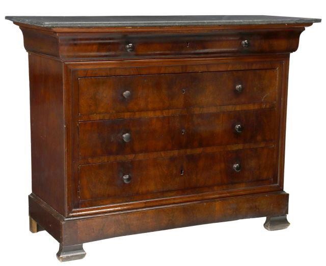 Appraisal: French Louis Philippe period marble-top mahogany commode mid th c