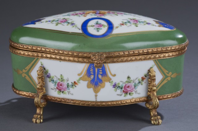 Appraisal: th c Limoges Hand Painted Lidded Box Floral decoration on