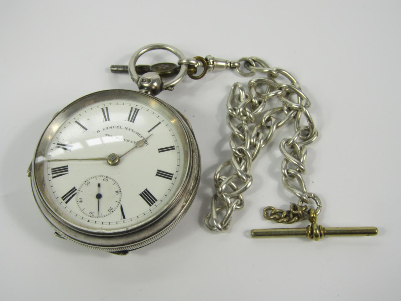 Appraisal: A H Samuel silver gentleman's pocket watch open faced key