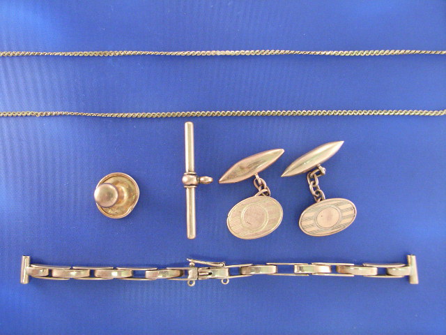 Appraisal: A collection of ct gold jewellery including three cufflinks a