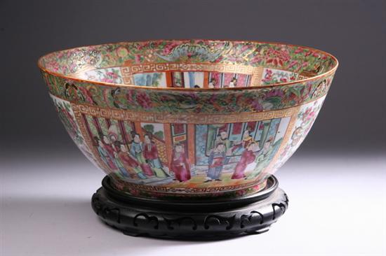 Appraisal: CHINESE ROSE MANDARIN PORCELAIN PUNCH BOWL th century - in