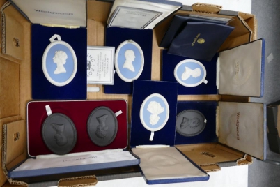 Appraisal: A collection of various Wedgwood jasper ware portrait plaques Royal