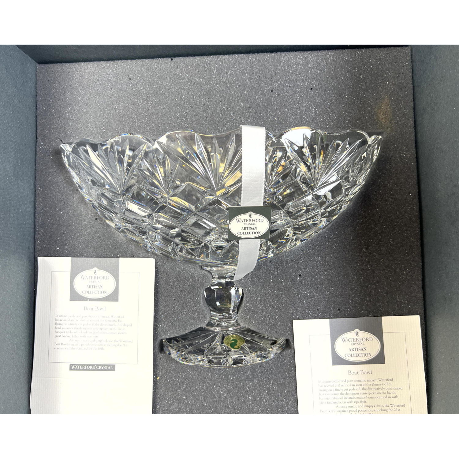 Appraisal: WATERFORD CRYSTAL Artisan Collection Boat Bowl Cut Crystal Footed Compote