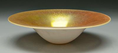 Appraisal: Art glass bowl iridescent ivory back with iridescent gold interior