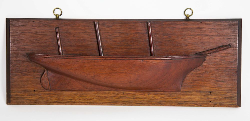 Appraisal: Diminutive th Century Carved Walnut Ship Builder's Half-Hull Model Diminutive