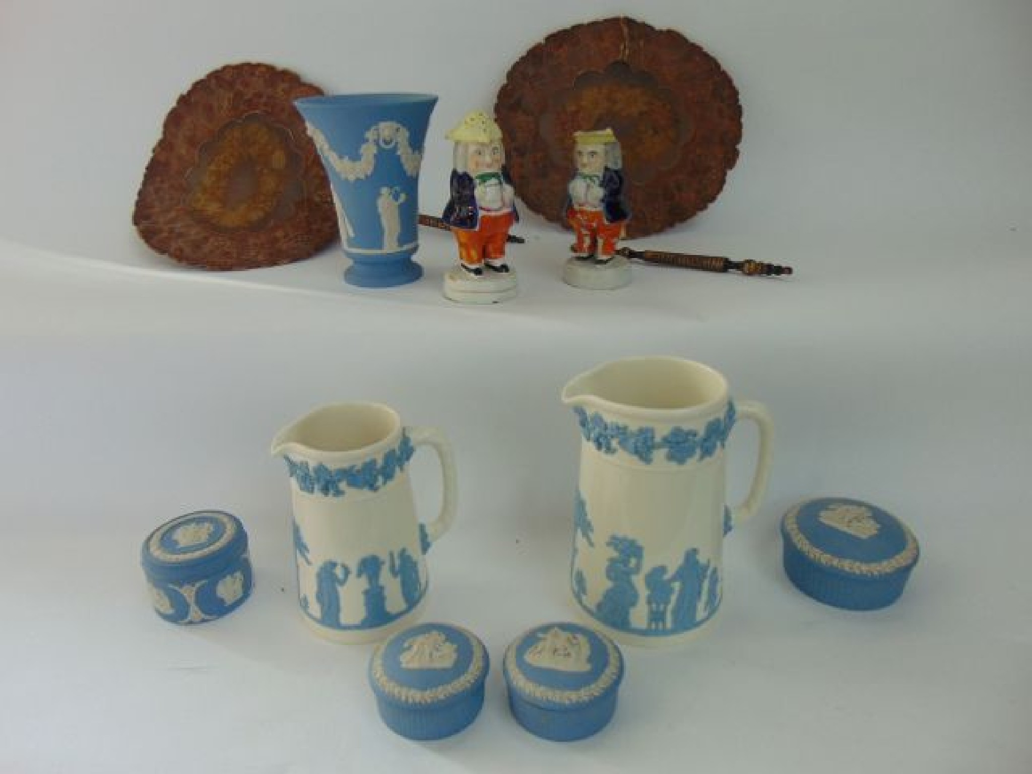 Appraisal: A collection of ceramics including Wedgwood blue ground jasperwares comprising