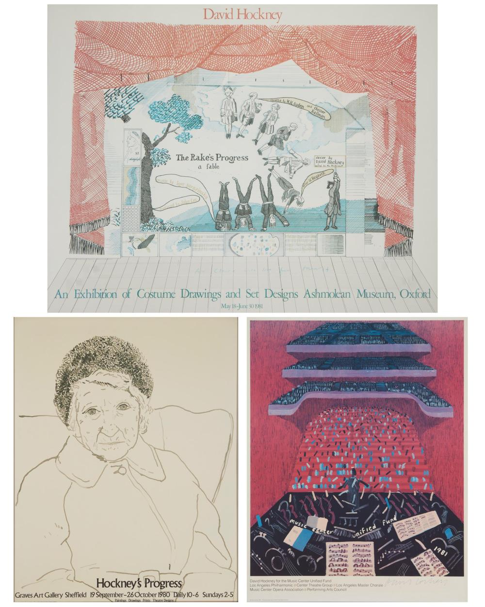 Appraisal: After David Hockney b English Three posters David Hockney An