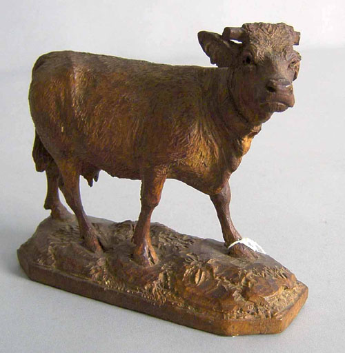 Appraisal: Carved figure of a cow th c h