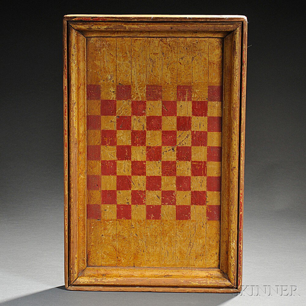 Appraisal: Red- and Yellow-painted Pine Checkerboard America early th century the