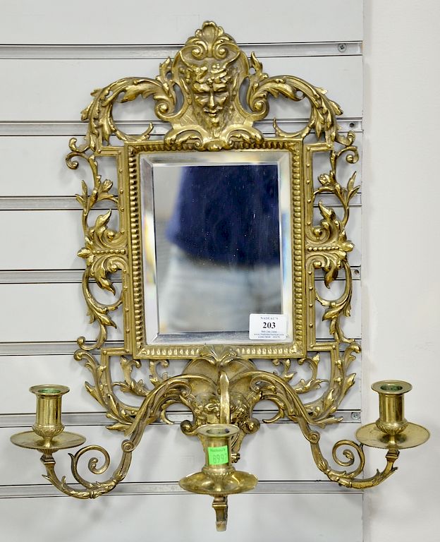 Appraisal: Black Starr Frost brass two light mirrored sconce ht in