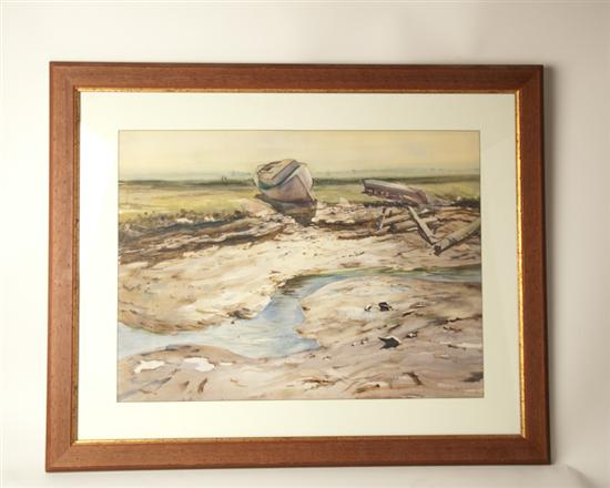 Appraisal: Daniel Marcus Mendelowitz - American Ship Ashore a watercolor on