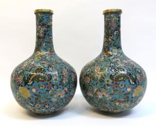 Appraisal: Pair th C Cloisonne Vases Pair th C Cloisonne Vases