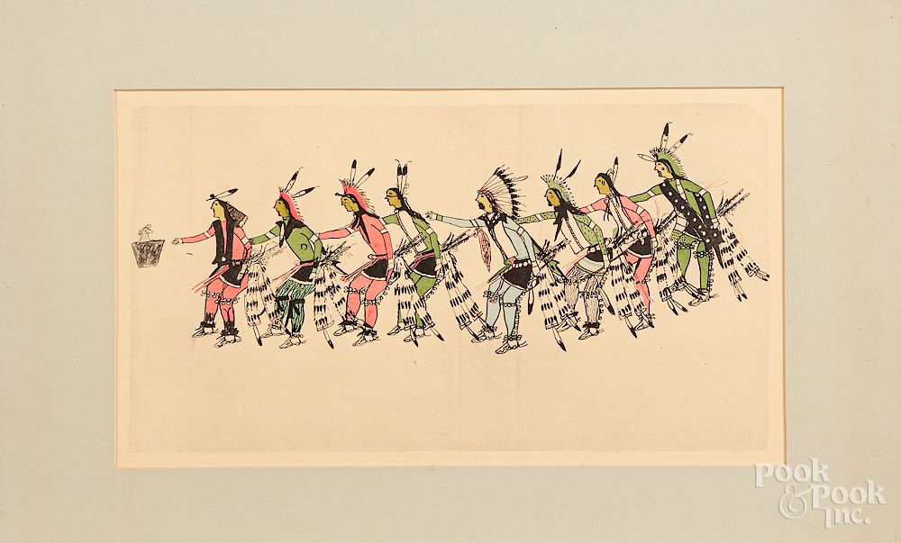 Appraisal: Four lithograph drawings of Sioux Indians Exclusive on Bidsquare Four