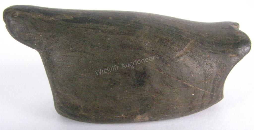 Appraisal: Indiana Banded Slate Birdstone bird effigy made from green and