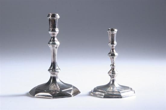 Appraisal: GEORGE I AND ELIZABETH II SILVER TAPER STICKS One James