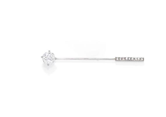 Appraisal: DIAMOND PIN MERSMANN ca White gold Plain tie pin set