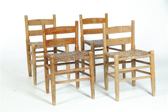 Appraisal: SET OF FOUR LADDERBACK SIDE CHAIRS Possibly Kentucky th century