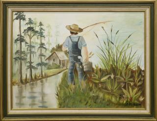 Appraisal: D Poche Louisiana Going Fishing oil o D Poche Louisiana