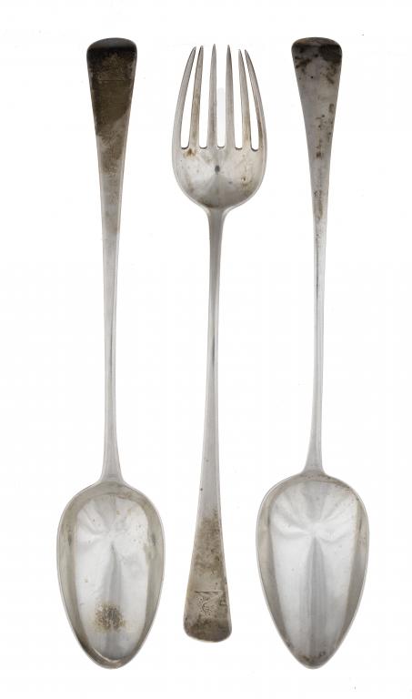 Appraisal: A GEORGE III SALAD SPOON AND FORK Old English pattern