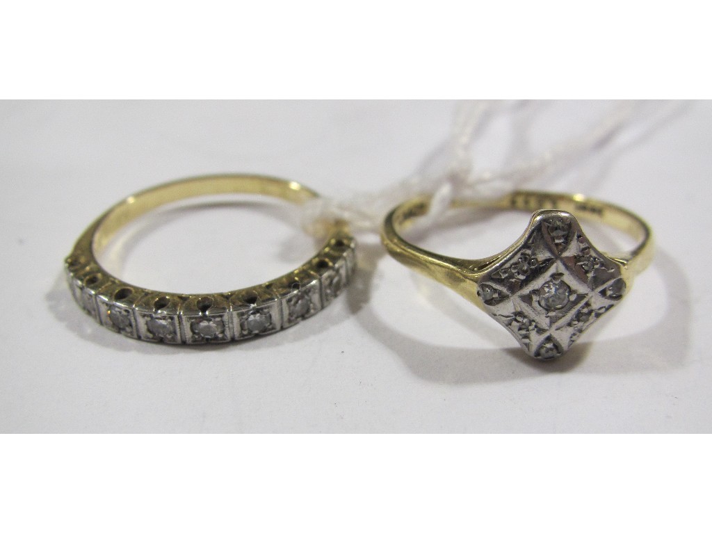 Appraisal: Lot comprising two early th century ct gold diamond set