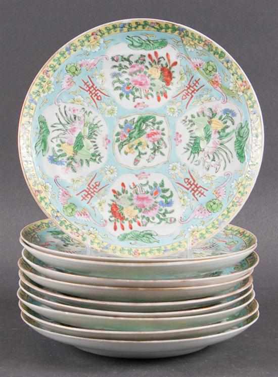 Appraisal: Set of nine Chinese Export Famille Rose porcelain luncheon plates