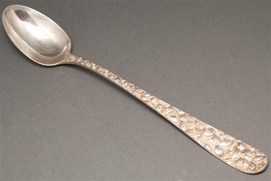 Appraisal: American repousse silver stuffing spoon in the Baltimore Rose pattern