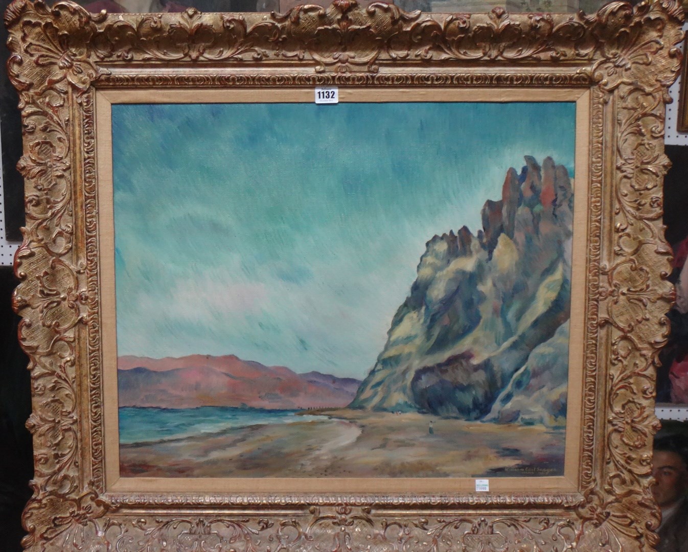 Appraisal: William Earl Singer - Beach scene Israel oil on canvas