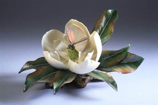 Appraisal: BOEHM PORCELAIN MAGNOLIA GRANDIFLORA WITH BUTTERFLY No - limited edition