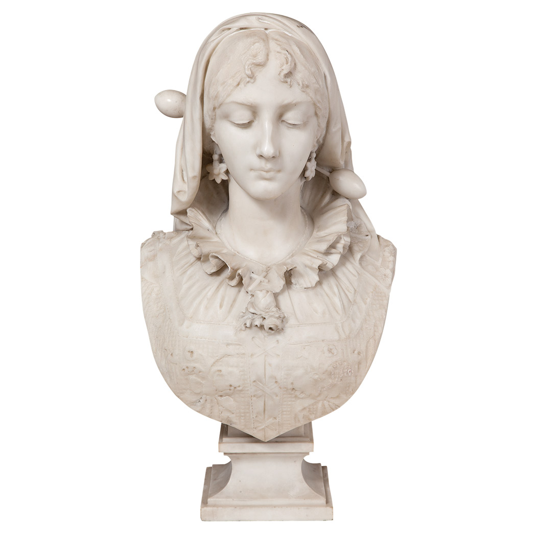 Appraisal: Italian White Marble Bust of a Maiden Last quarter of