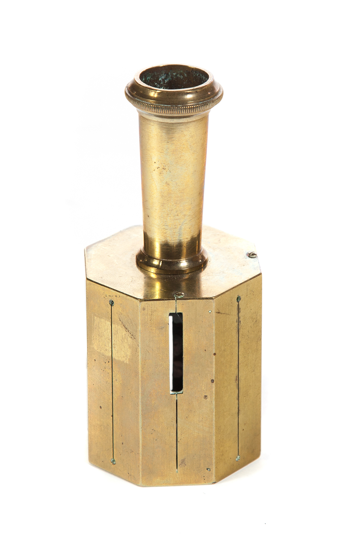 Appraisal: ENGLISH BRASS SURVEYOR'S INSTRUMENT Ca Hollow hexagonal device for measuring