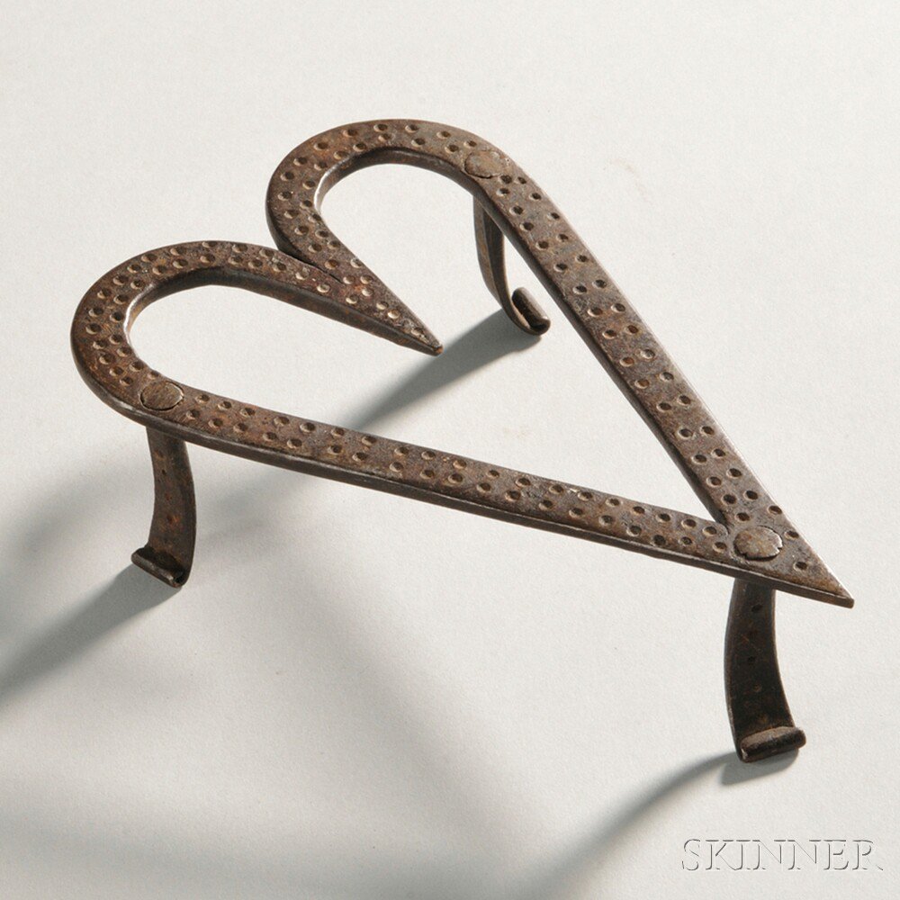 Appraisal: Wrought Iron Heart-shaped Trivet America late th early th century