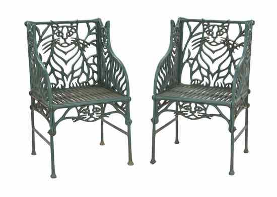 Appraisal: A Pair of Cast Iron Chairs Richard Bawden British b