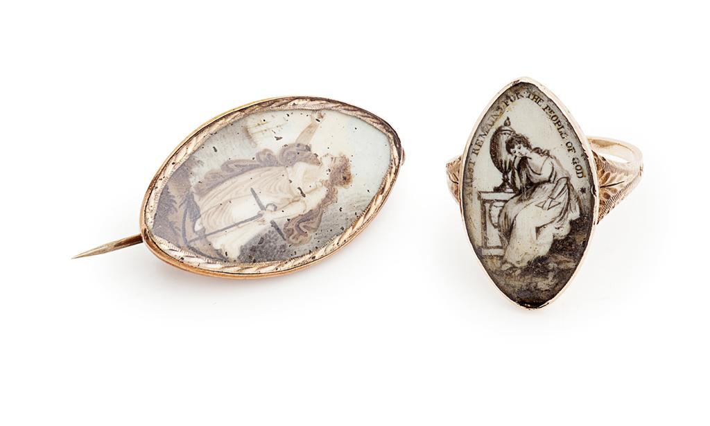 Appraisal: A late th century oval mourning ring the navette panel