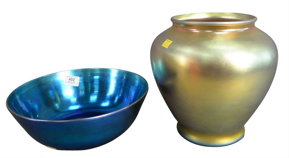 Appraisal: Two Steuben Art Glass Pieces to include blue iridescent Steuben