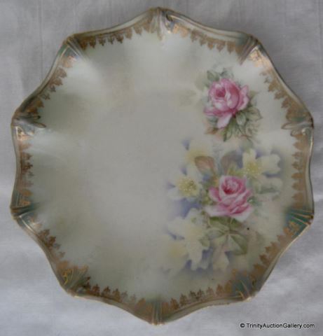 Appraisal: R S Prussia Tiffany Finish Plate w RosesThis is for