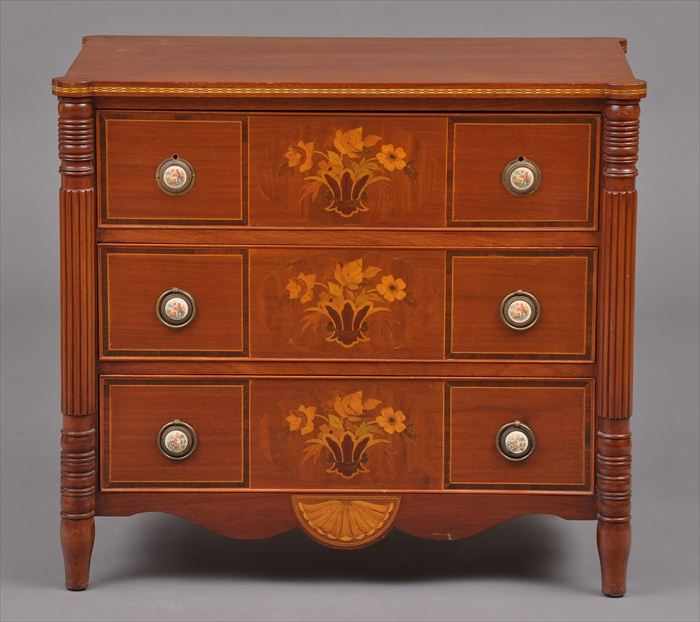 Appraisal: FEDERAL-STYLE INLAID AND ROSEWOOD-CROSSBANDED MAHOGANY AND MARQUETRY CHEST OF DRAWERS