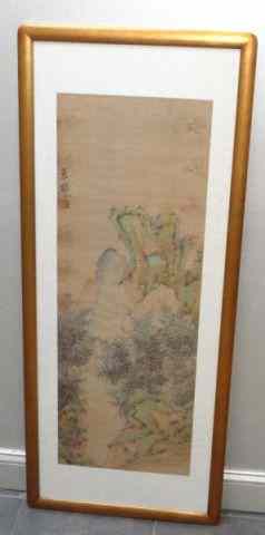 Appraisal: Framed Signed Asian Scroll Framed behind glass From a Stamford