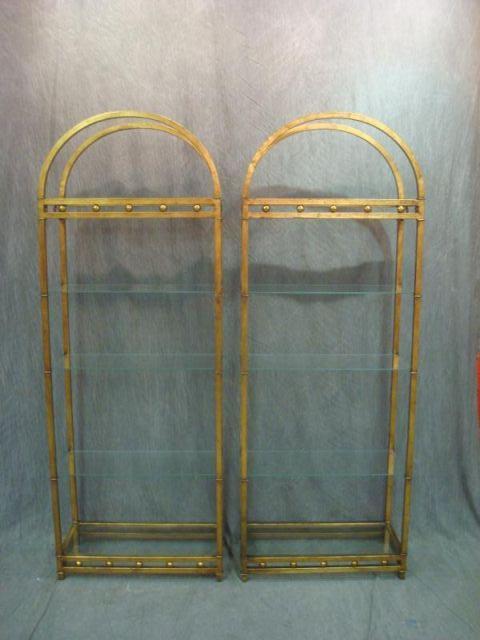 Appraisal: Pair of Gilt Metal Arch Topped Etageres Midcentury Italian with