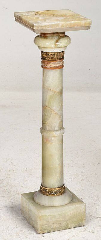 Appraisal: Carved Alabaster Stone Pedestal probably th century creamy white alabaster