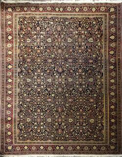 Appraisal: Indo Kashan carpet with added fringe ' x ' Indo