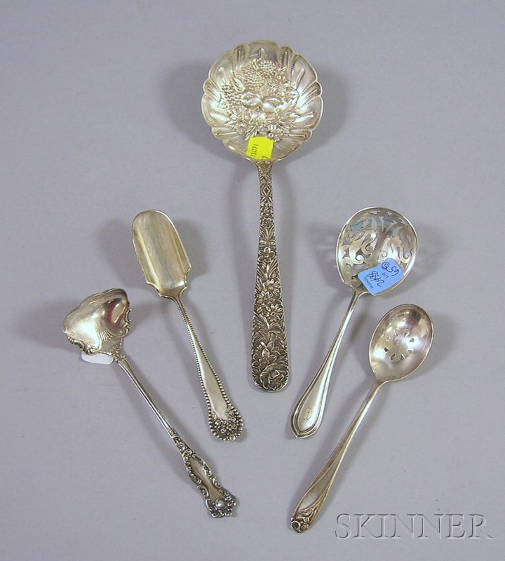 Appraisal: Five Sterling Silver and Silver Plated Serving Pieces a large