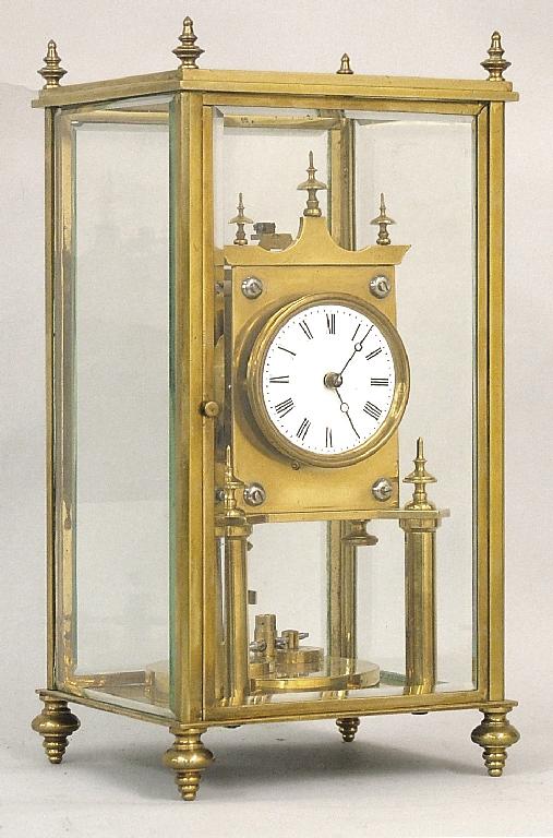 Appraisal: Harder four glass torsion clock the back plate stamped with