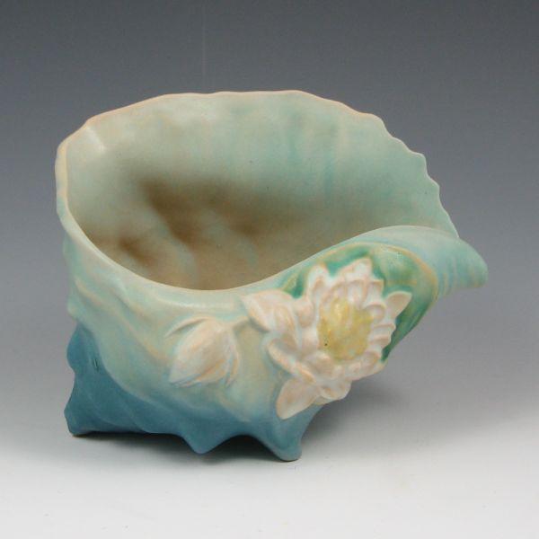 Appraisal: Roseville Water Lily conch shell in blue Marked Roseville USA