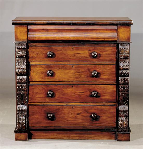 Appraisal: Scottish carved rosewood chest of drawers late th century thick