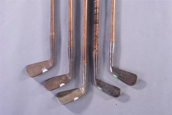 Appraisal: FIVE ASSORTED GOLF IRONS BY TOM STEWART OF ST ANDREWS