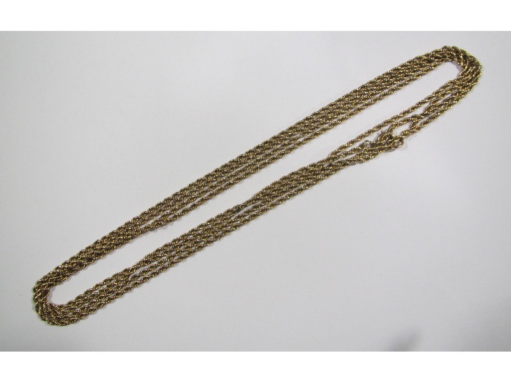 Appraisal: Nine carat rose gold rope twist guard chain Approximately inches