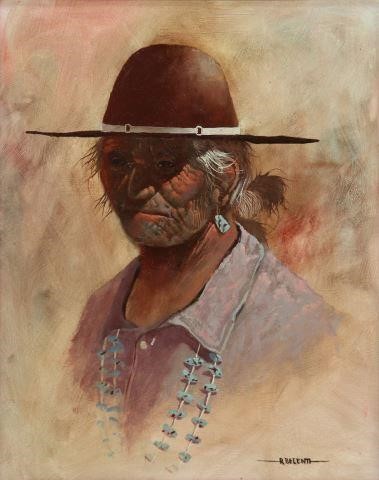 Appraisal: Framed oil on Masonite painting Native American Man with Turquoise