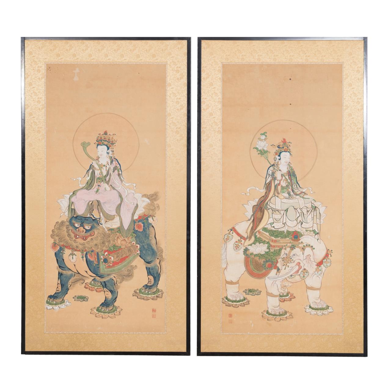 Appraisal: TWO CHINESE MING STYLE SCROLLS OF THE BUDDHA Two Chinese