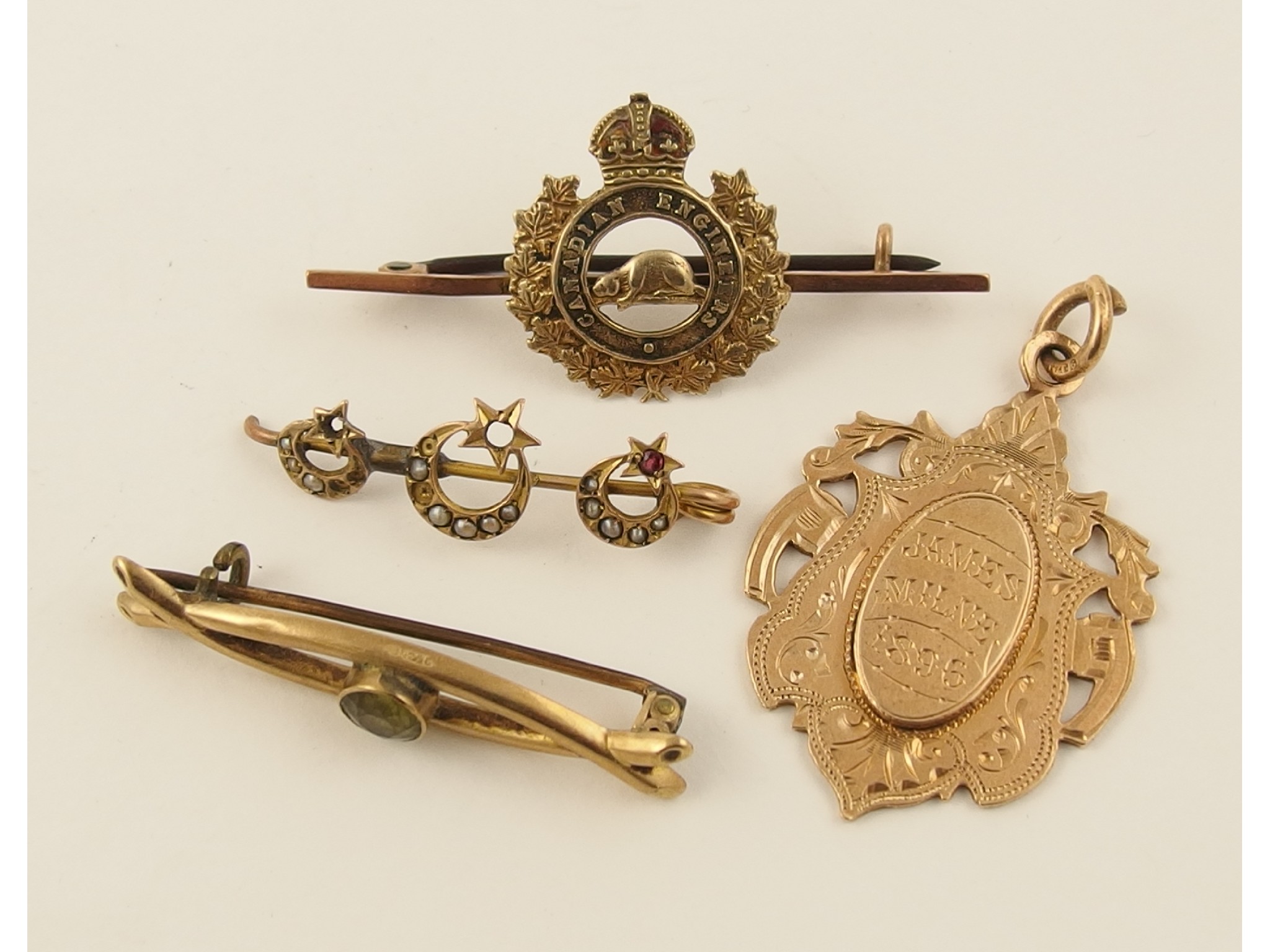 Appraisal: A ct sweetheart brooch of The Canadian Engineers a ct